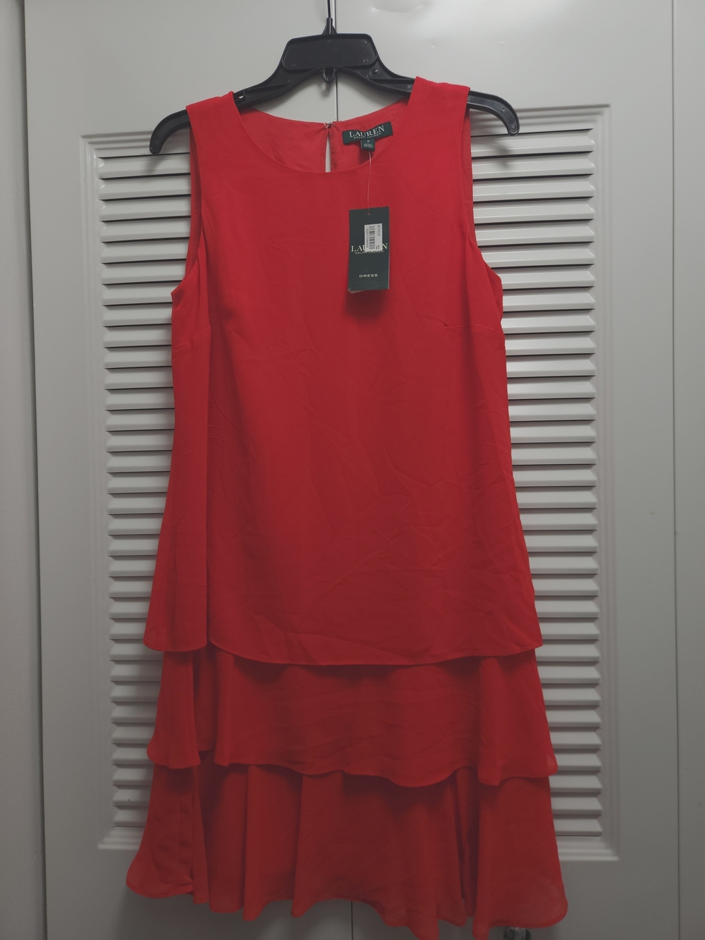 Lauren Ralph Lauren Red Tiered Ruffle Sleeveless Dress Size 6 NWT